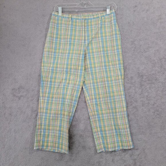 Ralph Lauren Womens Size 8 Plaid Capri Pants Cotton Nylon Blend Pastel Colors - Picture 1 of 7
